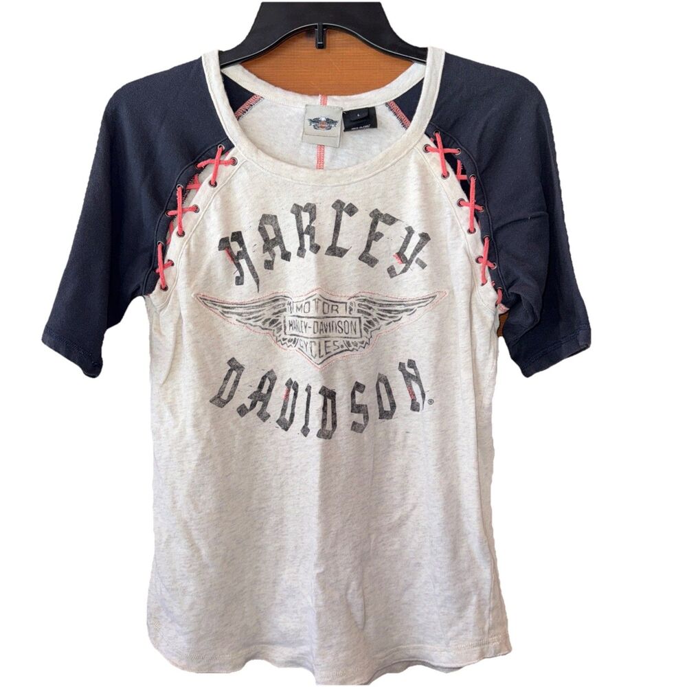 Harley Davidson Crew Neck Cross Tie Design Shirt Large